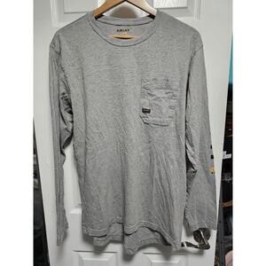 Men's Ariat Rebar Pullover Large Long Sleeve Shirt Gray